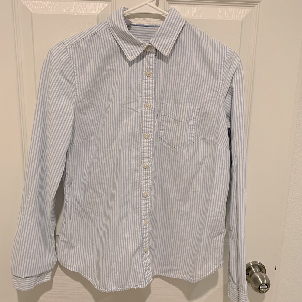 Cotton classic button down blue and white shirt